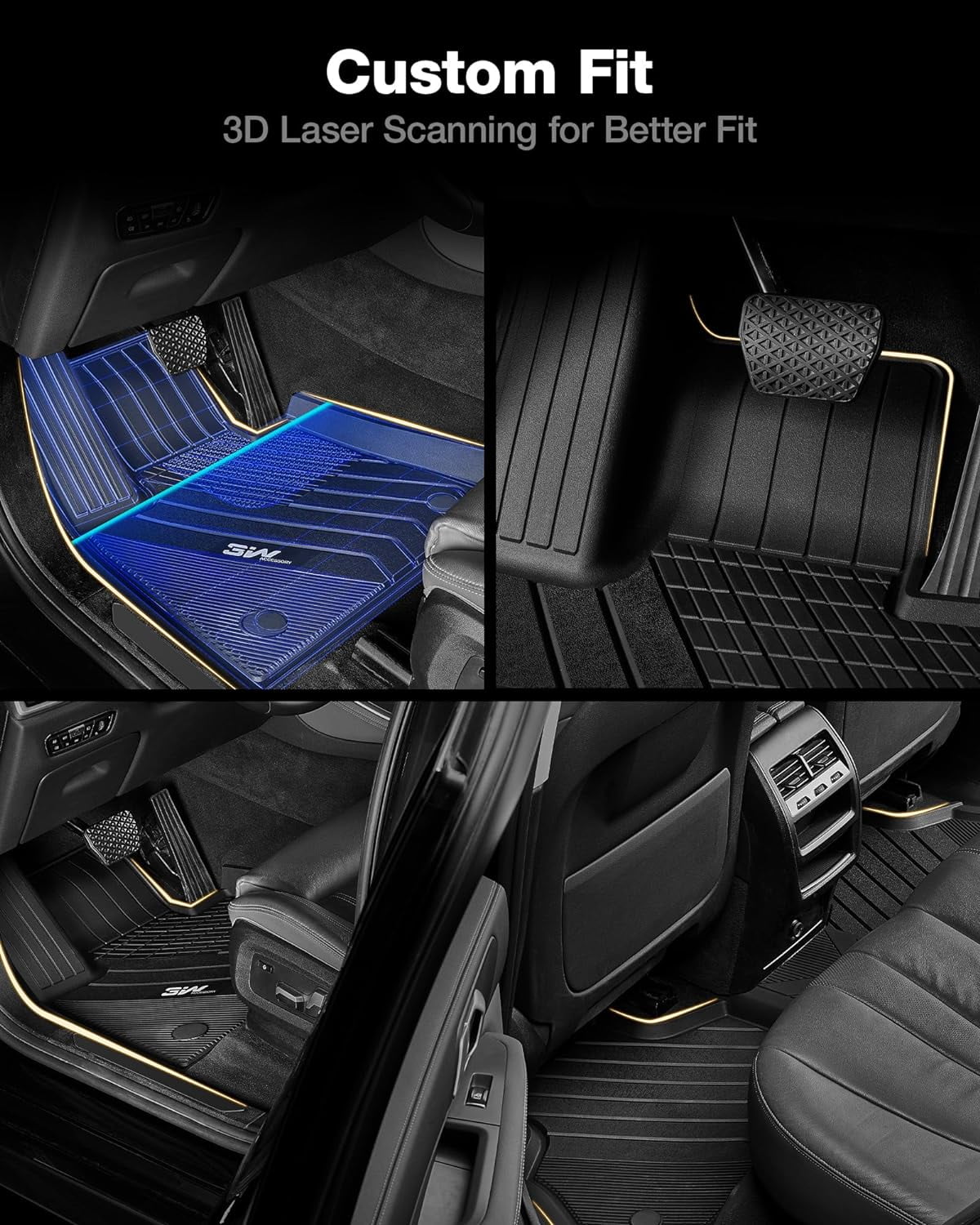 TPE & Passenger) Heavy for Mat for Full Duty (Only 5 2019-2023 All-Weather Liner Trunk Mats 3W Compatible Fit BMW Floor Black Set X5 X5 Liner and Custom Cargo Fit BMW Floor