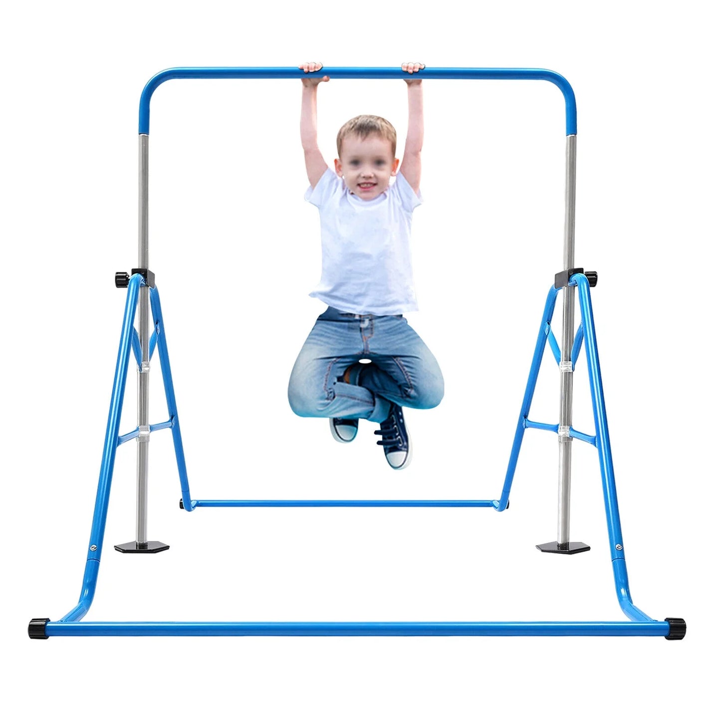 Adjustable Bar ZhdnBhnos Kids Junior Training Max Load Gymnastics Bar Gym For 100kg/220.5lbs Folding Blue Home Horizontal