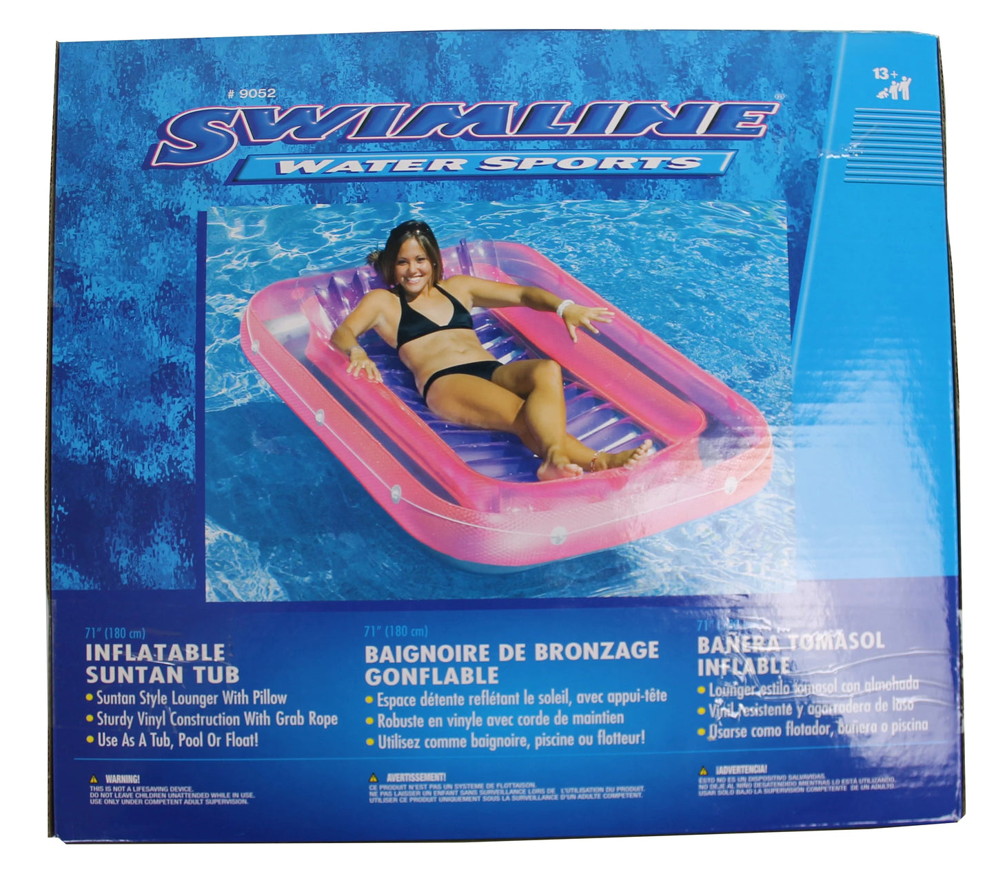 9052 (6 Pack) Box) Pool Suntan (Open Inflatable 71" Lounge Float Tub Swimline