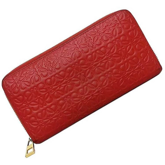 Women's Wallet Loewe Gold 107N55.F13 LOEWE Leather Long Red Embossed Anagram Round GP Repeat (Good) Pre-Owned