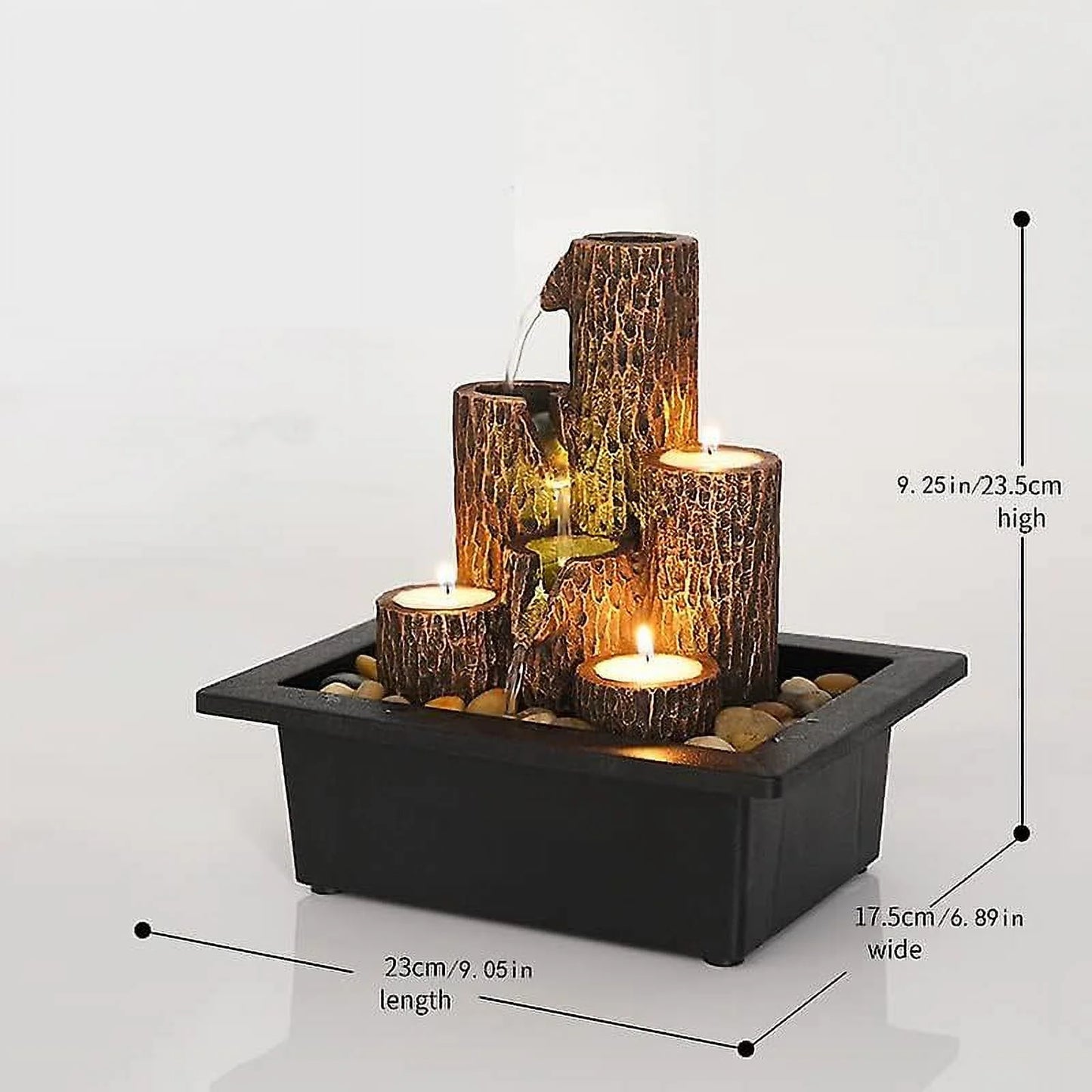 Waterfall With Warm Led Function Fountain Tabletop Color Lights