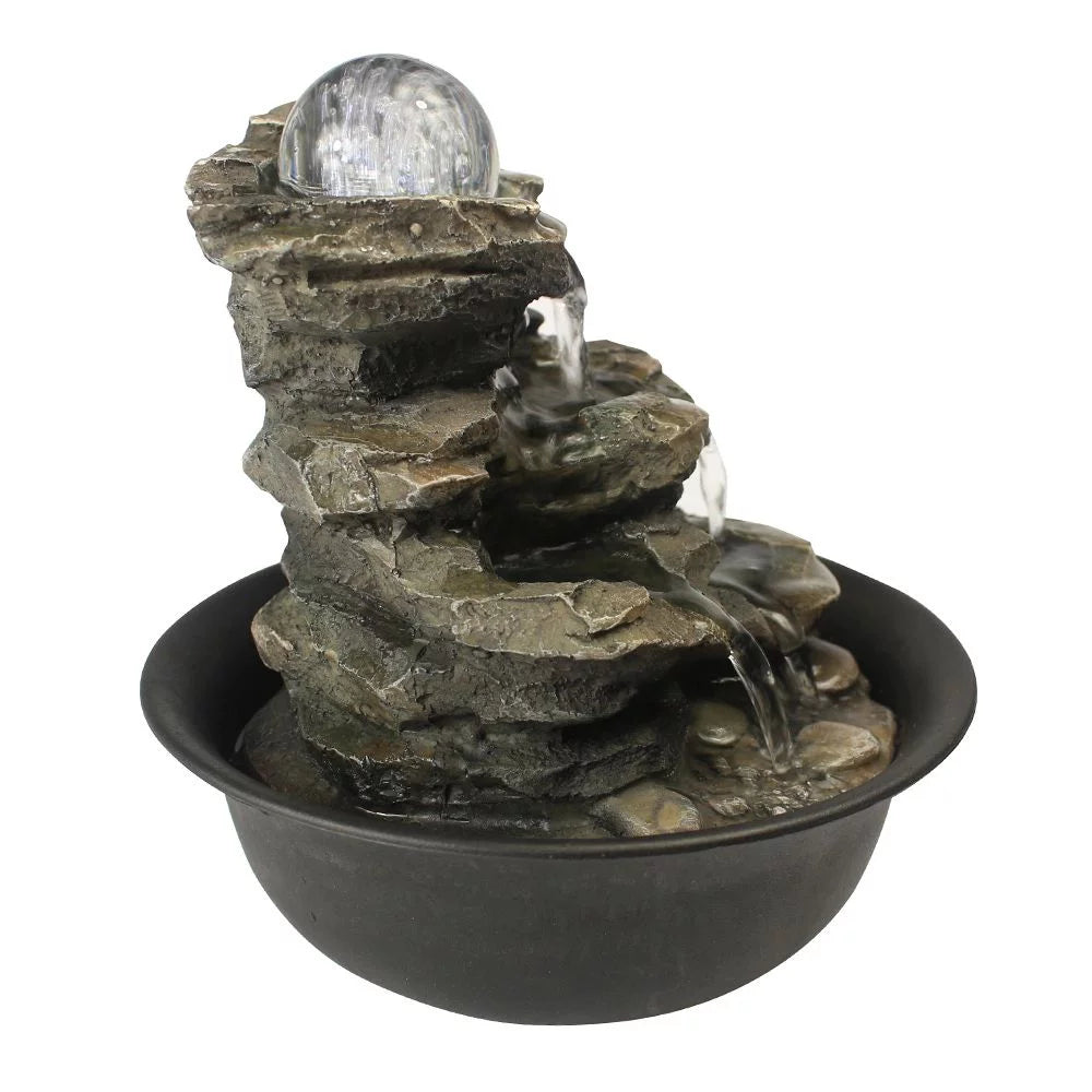 8.3inches Bedroom for Office & Ball Fountain with CoSoTower Relaxation LED Home Rock Water Crystal Lights Tabletop Cascading