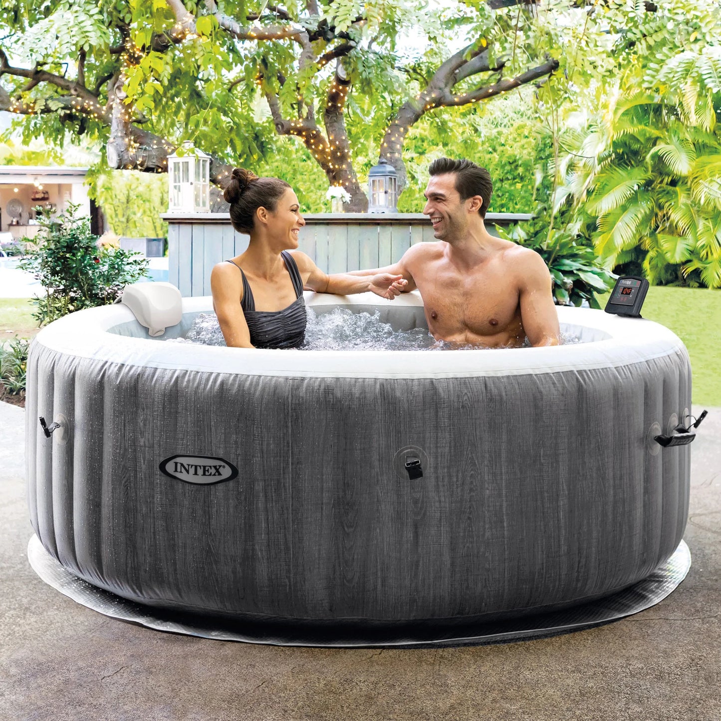 Accessory Inflatable w/ Spa Hot Plus Intex Tub Benches Jet PureSpa Greywood