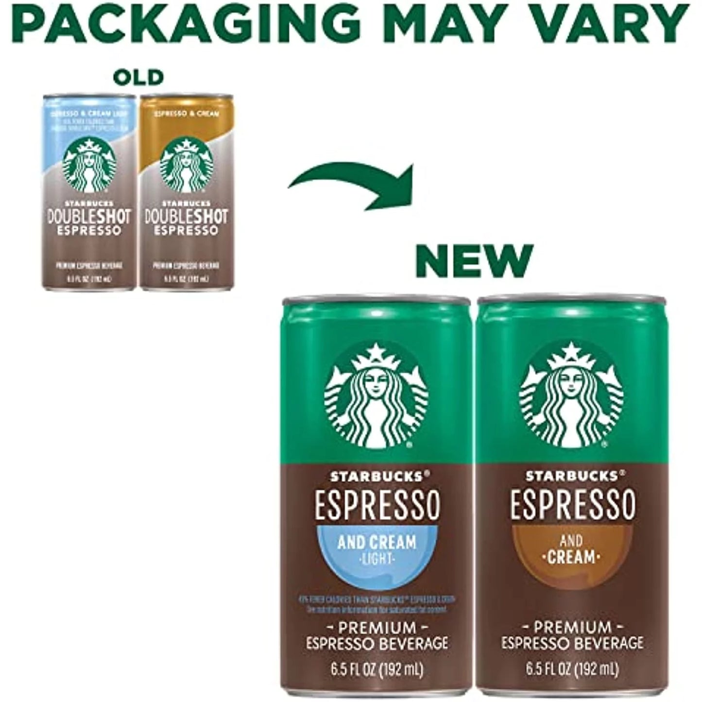 Starbucks Pack) 6.5Oz Cans Drink Espresso Ready & To Coffee, Cream, May Vary) (Packaging (12