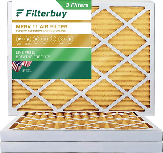 AC Filterbuy 16x18x2 Pleated 11 Air (3-Pack) Filters Furnace HVAC MERV