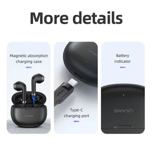 Wireless with Headphones Bluetooth - Charging Black Lively Cancelling Earphones,Touch Mic,IPX4 Earphones TCL Waterproof with 5.3 Case,Wireless Control Flip Noise Earbuds for