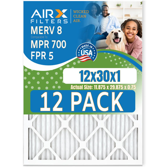 12x30x1 WICKED AIRX 5 - by Pack Filter & 8 MERV Rating, in Filters Made MPR FILTERS USA CLEAN 700 to Comparable Air FPR 12 AIR. of Furnace