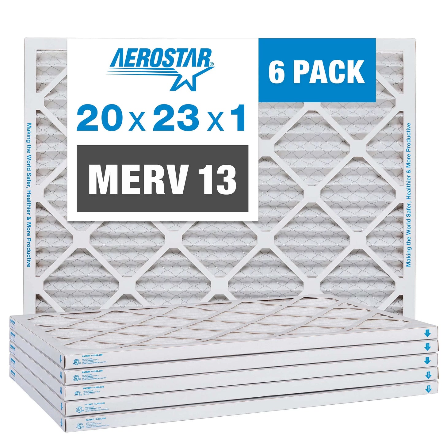 20x23x1 Furnace Pleated Air Pack Aerostar Air 6 Filter, MERV 13 AC Filter,