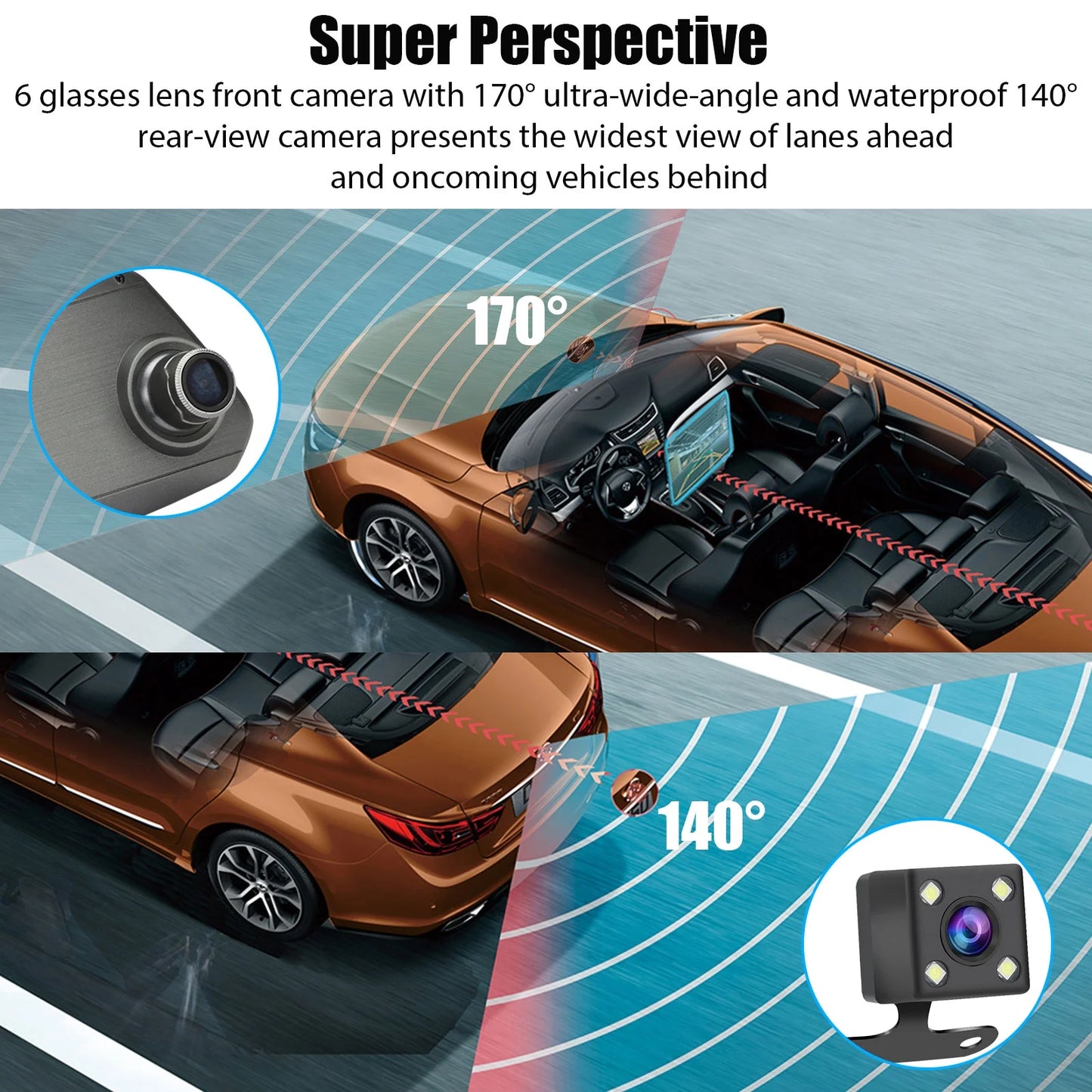 7inch for Car G-Sensor, Dual and Dash Front EEEkit Mirror Detection, Touch Wide-Angle Dash Screen Camera View 1080P Mirror Cars, Lens Camera, Camera Rear 170° Vision, Night with Cam Motion