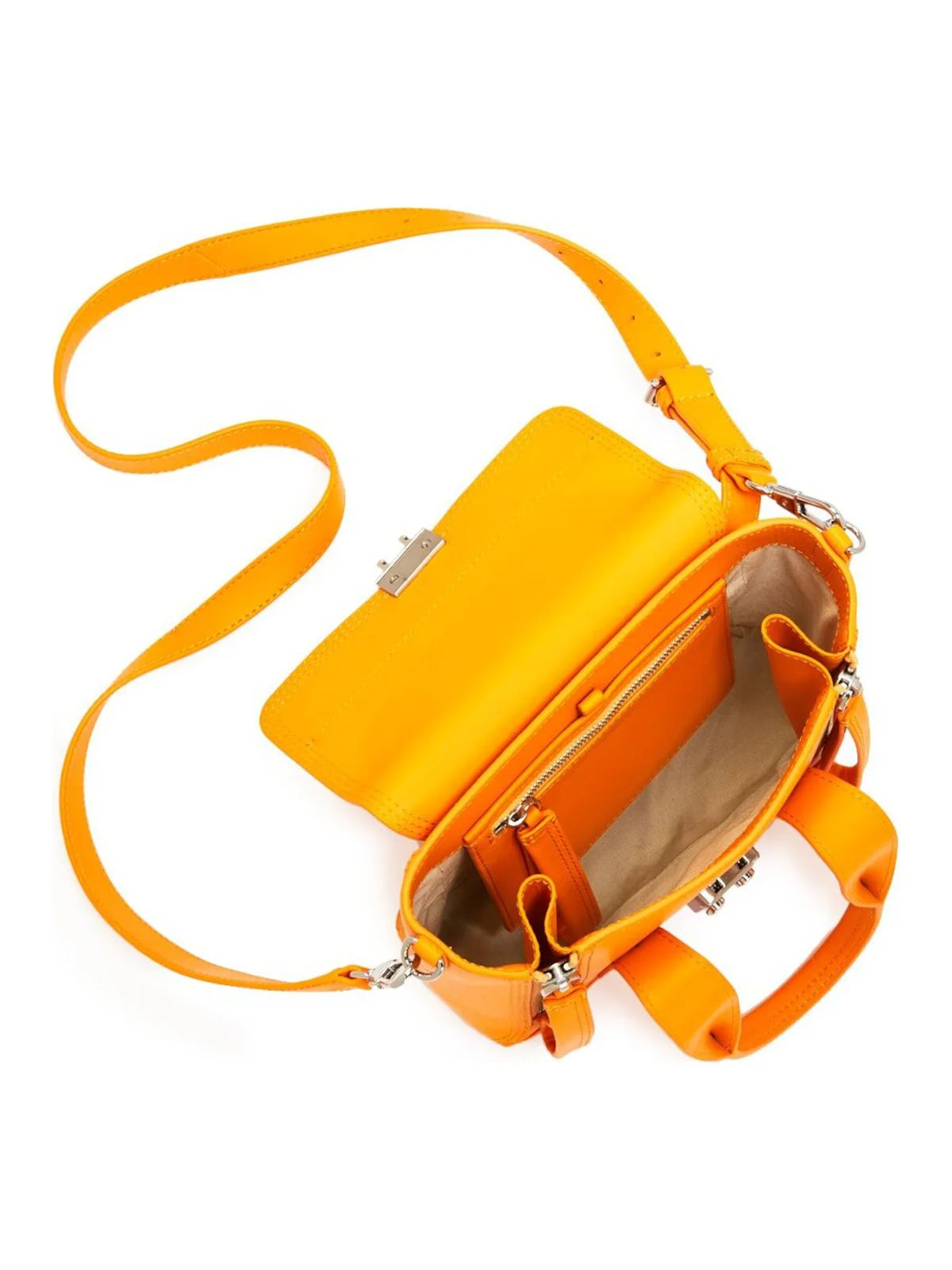 3.1 46 Zippered Orange Mini Adjustable Strap Women's Flat PHILLIP Band Crossbody Satchel Double Solid Handbag Pashli LIM