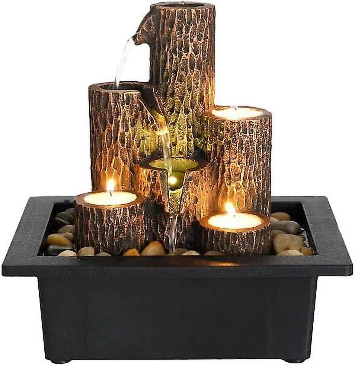 Waterfall With Warm Led Function Fountain Tabletop Color Lights