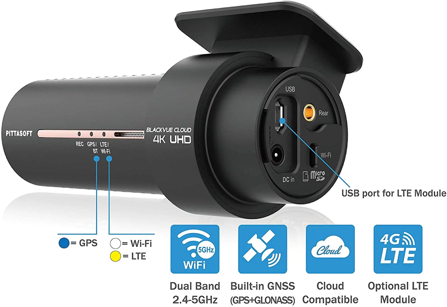 4K with 32GB Dashcam LTE Microsd Optional DR900X-2CH Module BlackVue Card Cloud UHD CM100