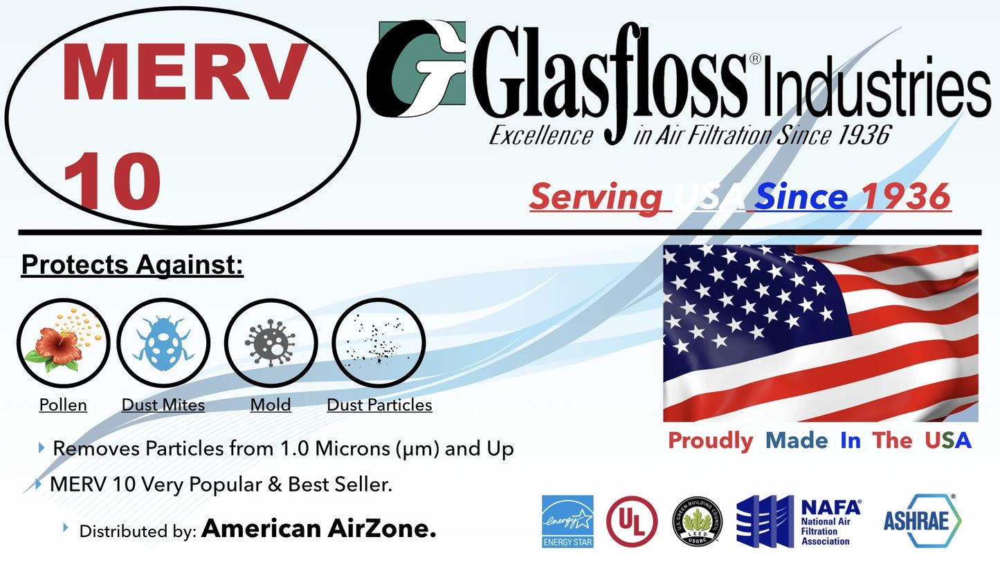 The Filter or Home HVAC Filter Glasfloss Air Pleated Office - of - 12) MERV 2" Filter 10 (Pack - - - 20x20x2 - or Made In AC Furnace Air USA. Air