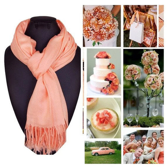 Wedding Scarf Shawl Peach of Bridesmaid Bridal Set Pashmina Shawl, Shawl, Wrap, 10