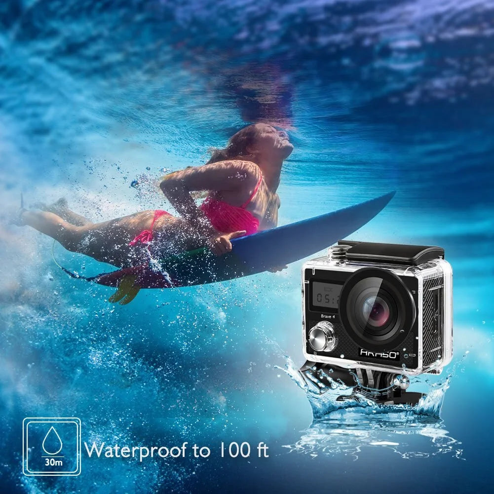 Action 4 HD 4K with Camera 20MP Waterproof Sports AKASO Wi-Fi Brave Full (Black)