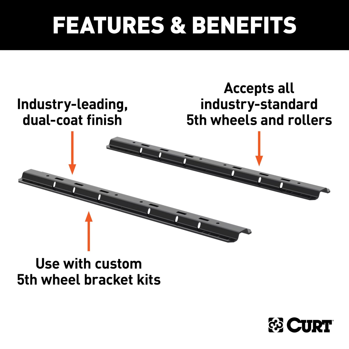 25,000 CURT Wheel Industry-Standard and Pounds Carbide Brackets, Rails 16200 Hitch Black, 5th