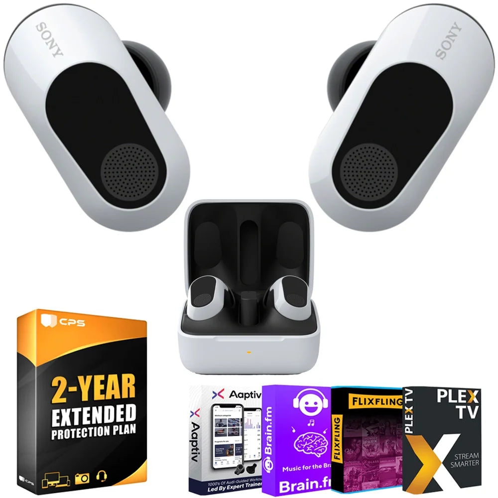 YR Truly INZONE and Audio Buds Essentials Gaming Protection WFG700N/W Sony Bundle Earbuds, CPS 2 Software Pack Wireless Cancelling Noise with Enhanced White