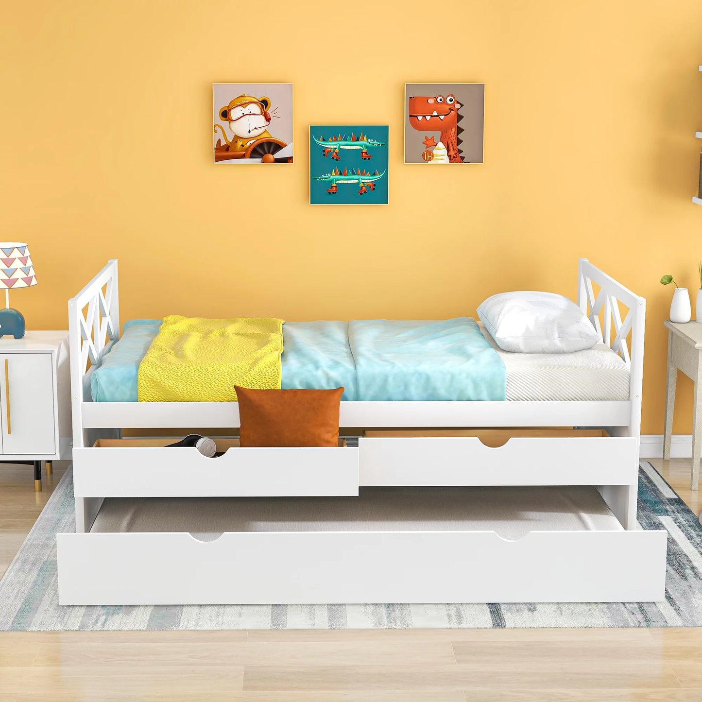 with Colors Multiple Bed Drawers, Trundle Merax Wood and Solid Captain Twin,