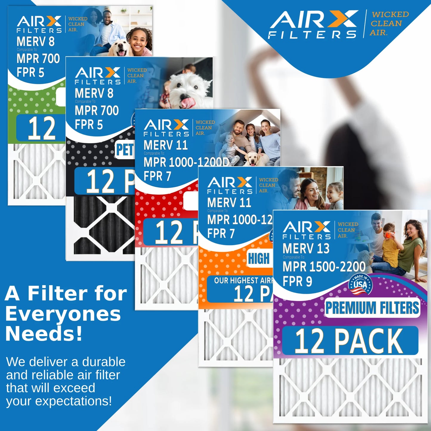 Air AIRX FPR to Furnace - Comparable of MERV FILTERS CLEAN by Pack 5 Made & 700 Rating, Filters in Filter MPR USA 16x20x1 WICKED 12 AIR. 8