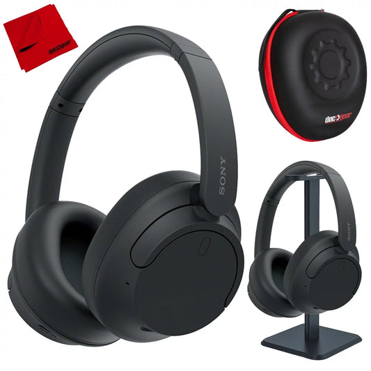 Sony Cloth Black Wireless Stand Hard Cancelling + Microfiber WH-CH720N/B Cleaning Pro Noise Gear Bundle Audio Case Deco Headphone, with + Headphone