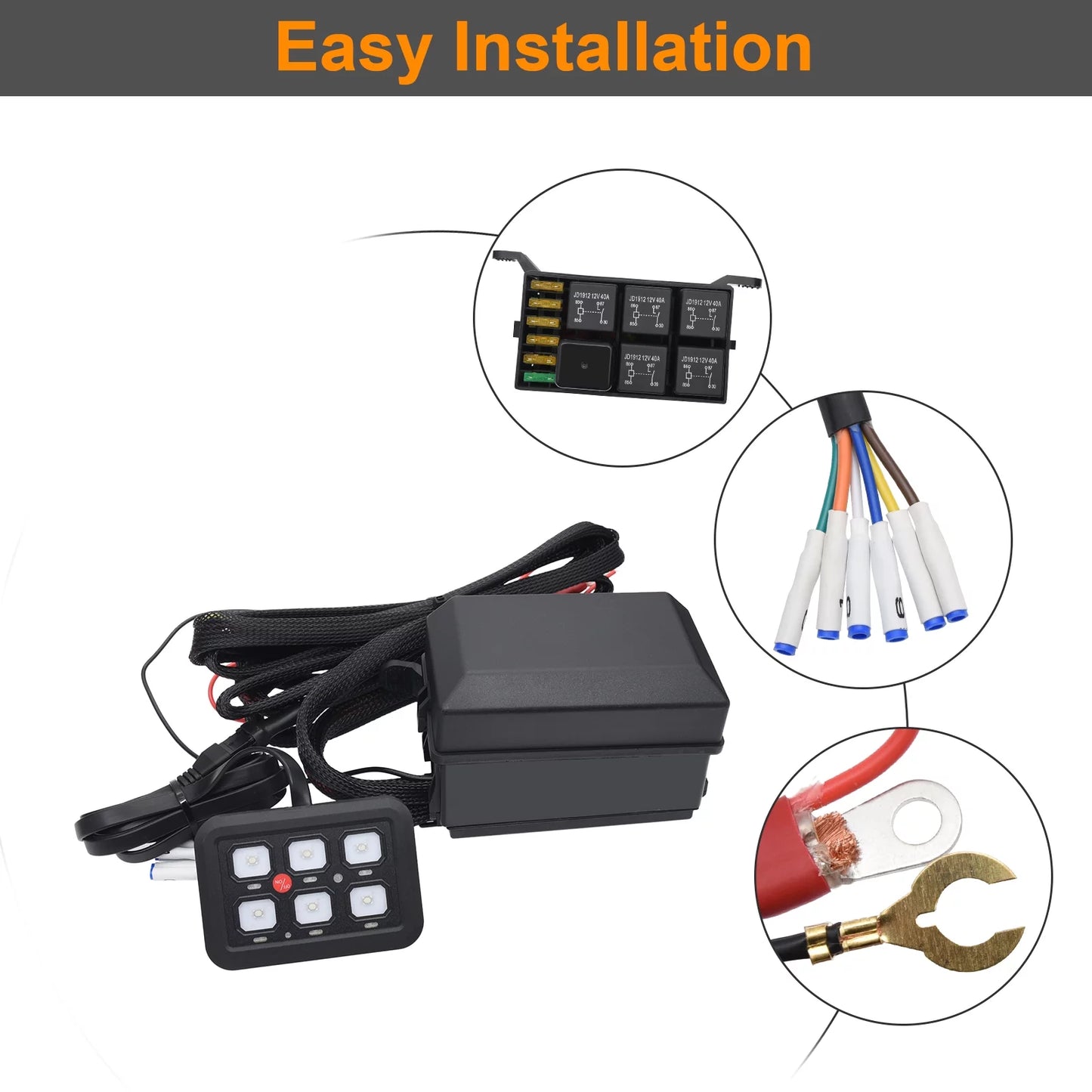 Switch ATV Blue Relay Geloo Circuit for 6 Switch Control Car System Panel Panel Gang Toggle Switch Box Truck UTV Pod LED Offroad Switch Multi-Function