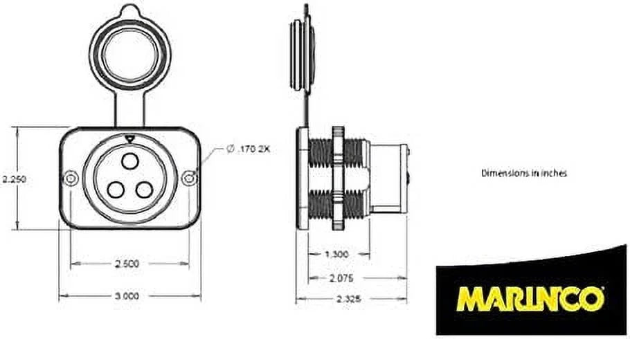 Trolling Receptacle 12VCPS3 Plug Motor & Marinco 70A