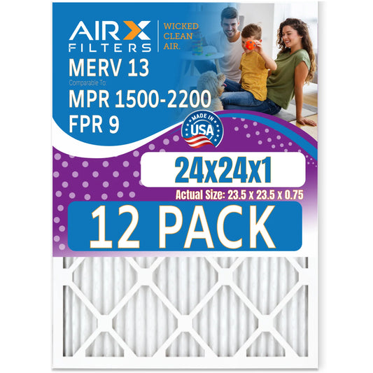 AIR. FPR Filter 1500 24x24x1 Comparable Furnace Filters Made USA Pack 9 13 MERV AIRX - CLEAN Rating, FILTERS - Air 12 MPR WICKED & to by of in 2200