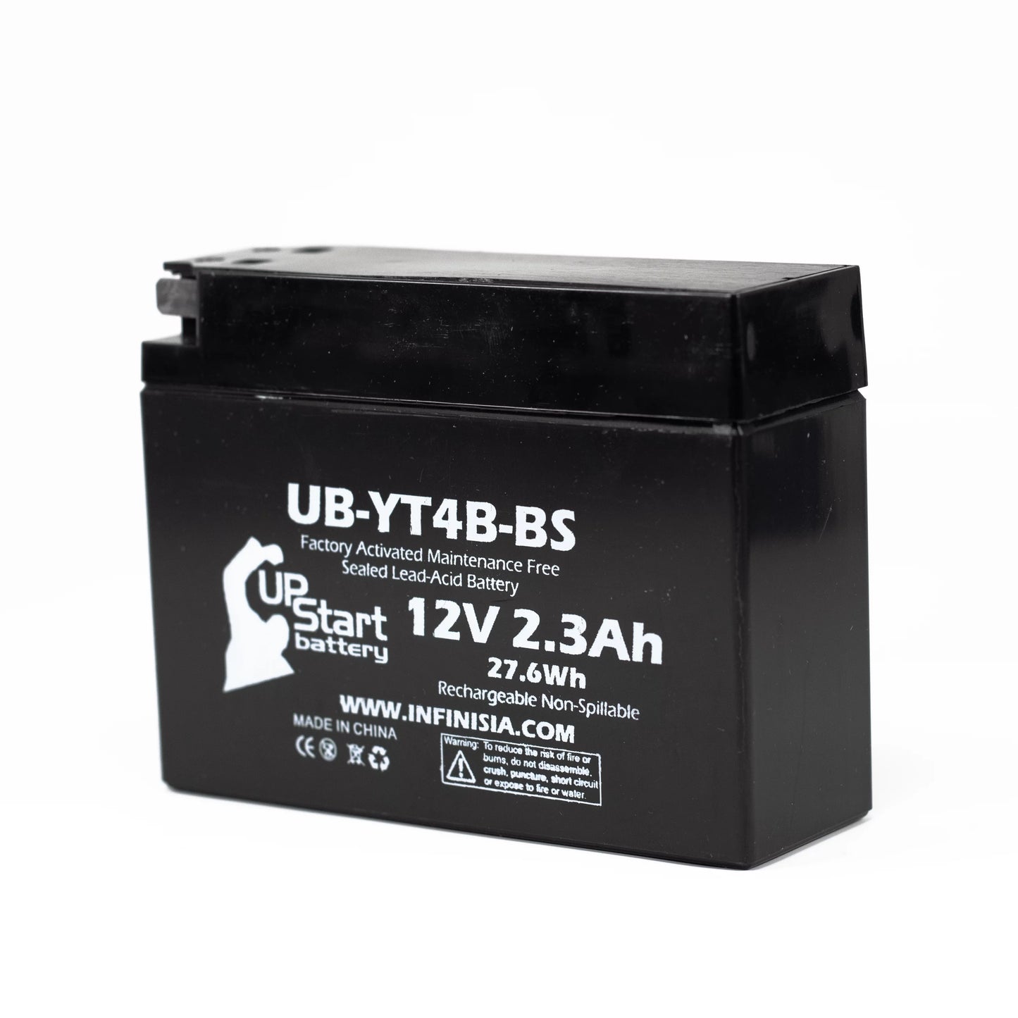 UpStart UB-YT4B-BS SR400 Activated, 400CC for (FI) Free, 2010 2.3Ah, - Maintenance Replacement 4-Pack Factory Motorcycle 12V, Battery Yamaha Battery