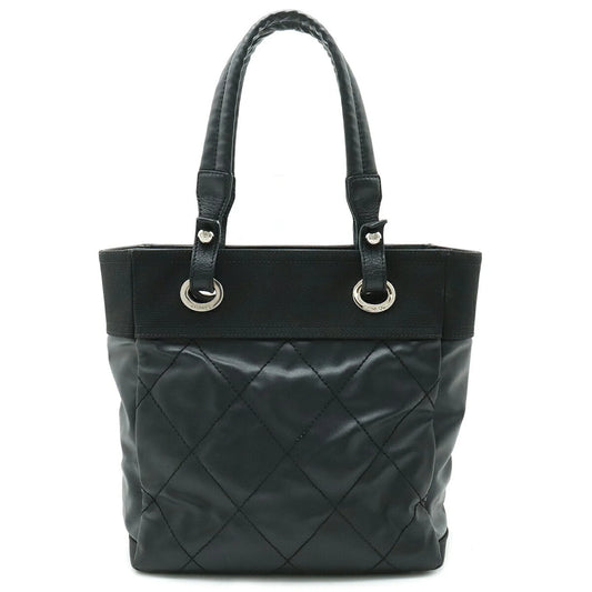 (Good) Paris Biarritz Pre-Owned Canvas Shoulder Leather CHANEL Bag A34208 Tote Coated Black PM