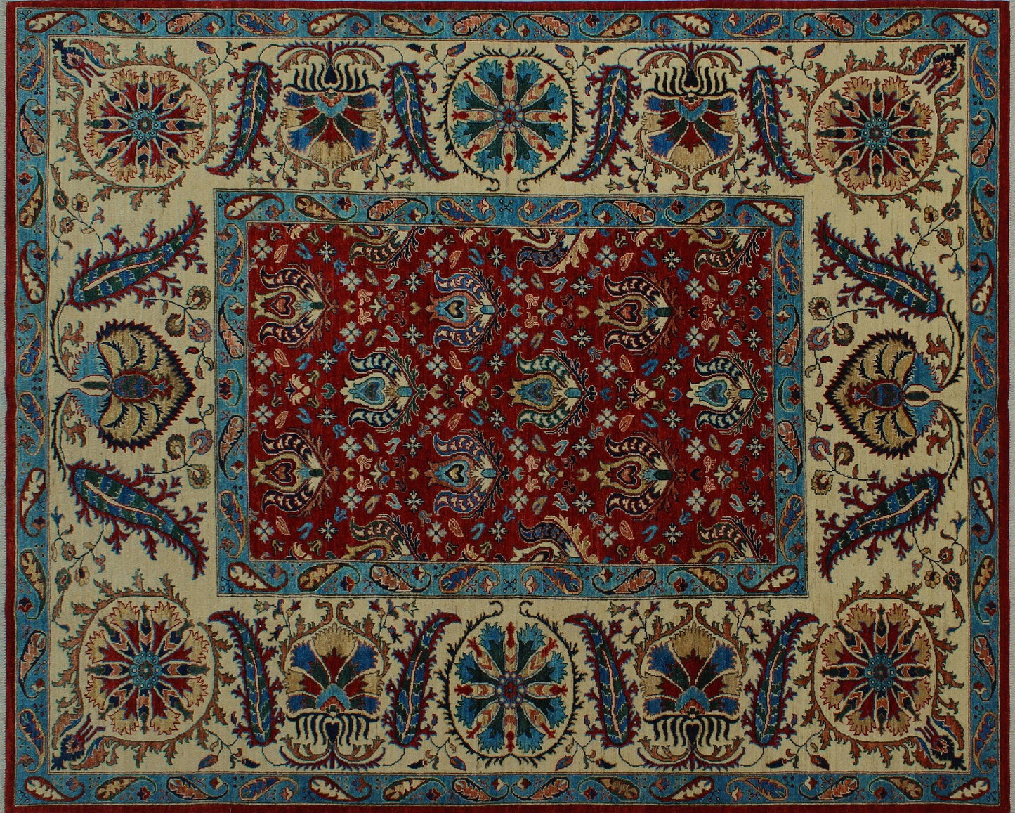 8'1" x Red/Ivory Rug, 9'9" Aria Dona