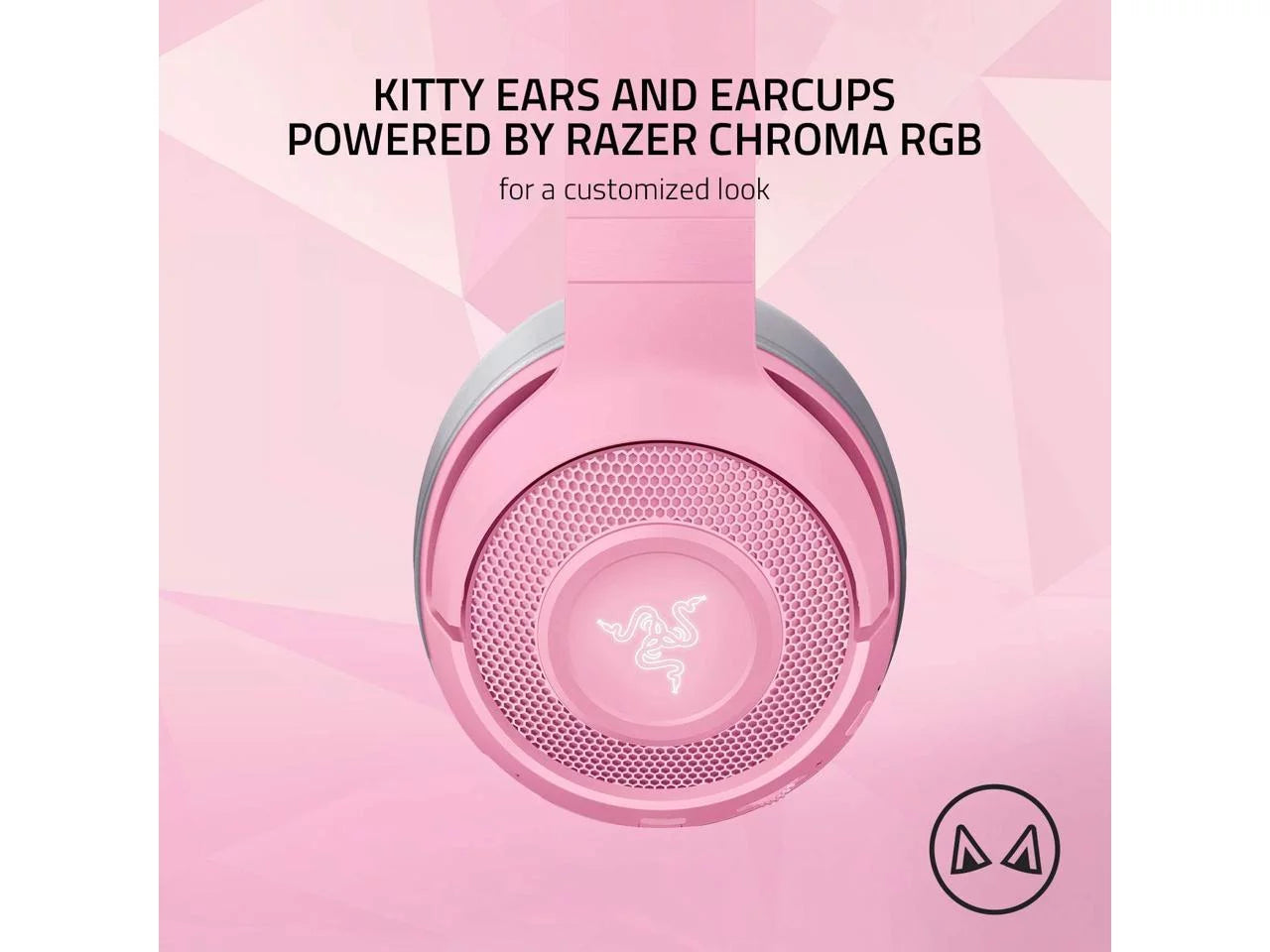 - - Bluetooth Connection Custom-Tuned Powered Microphone Kraken Beamforming Razer Razer Quartz Latency Drivers - 40mm Edition: 5.0-40ms Chroma Pink - by Kitty BT Low