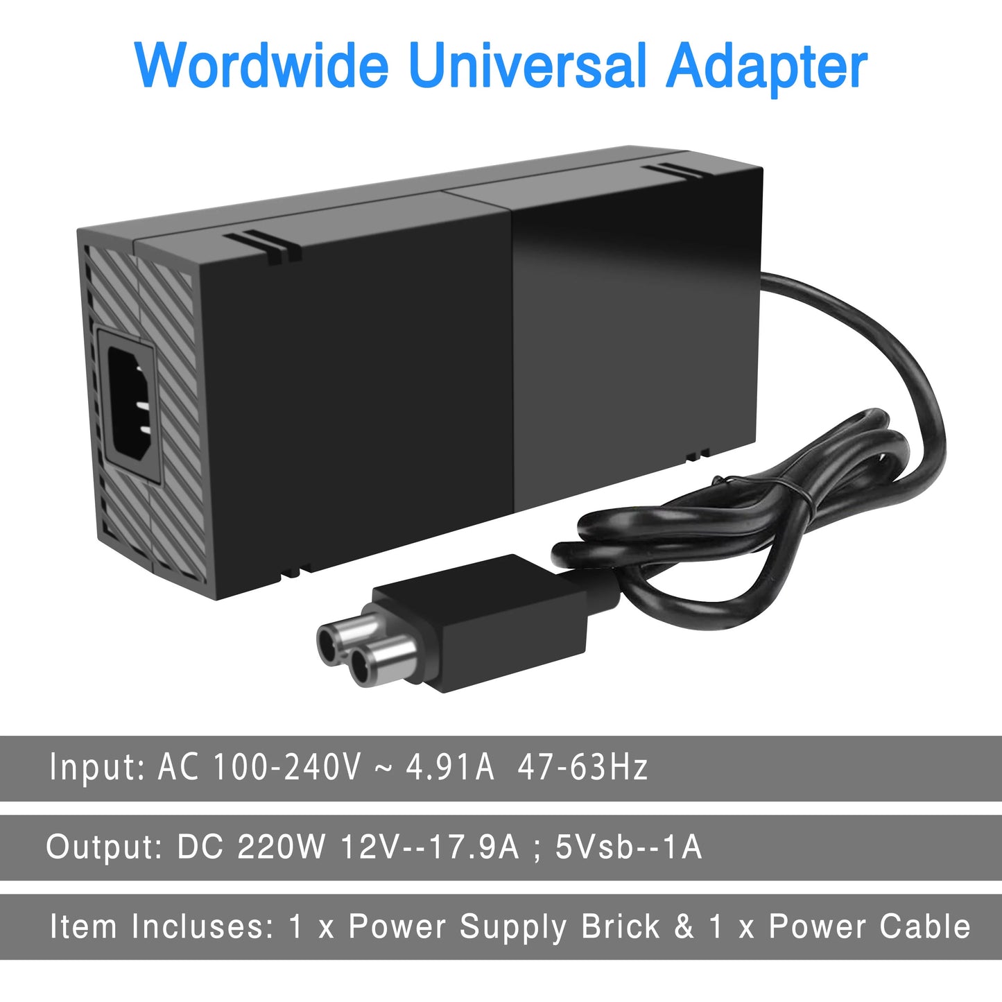 Xbox Console Supply Low Game 17.9A] Cord, Power for [220W and Cool Brick Noise 12V NATNO One with Power