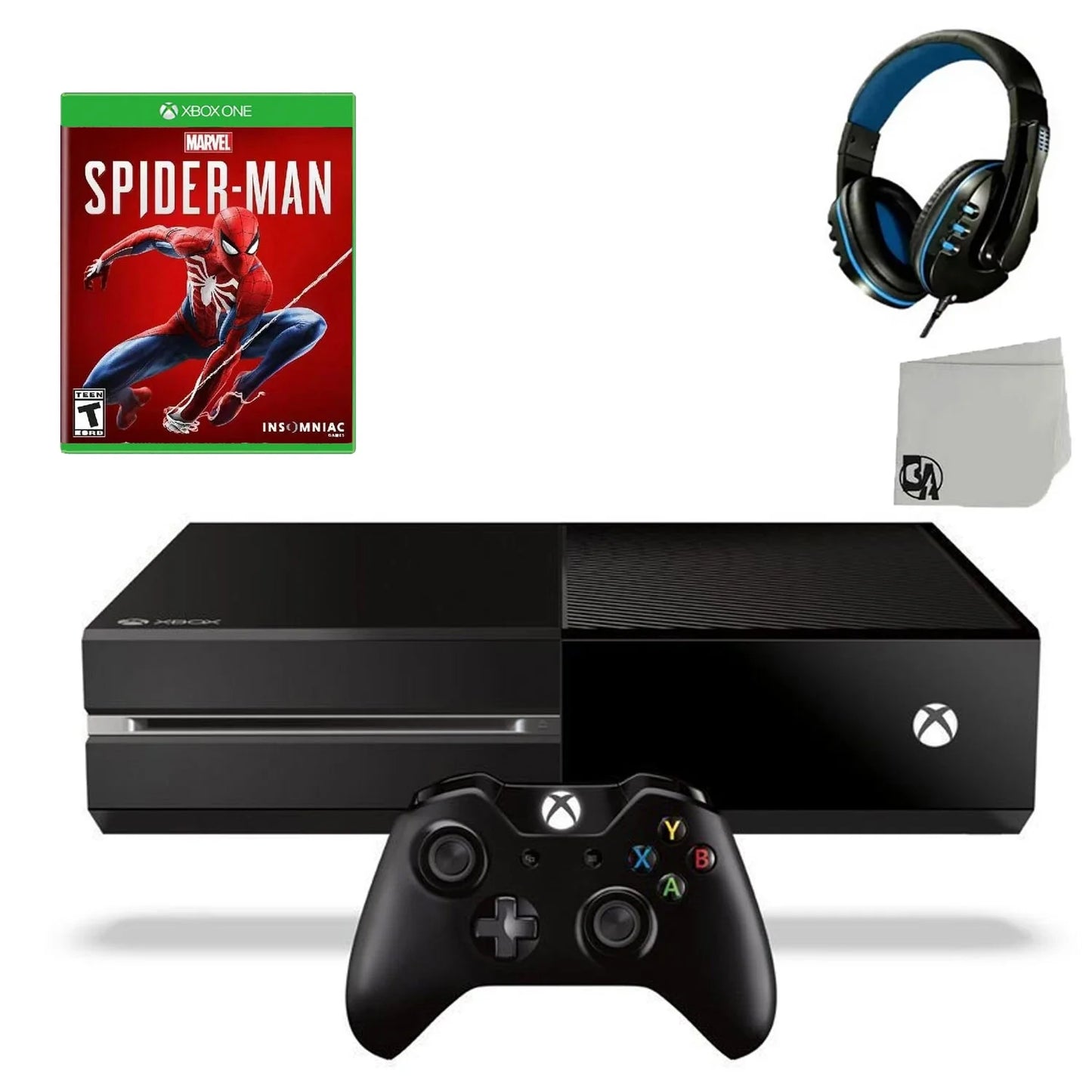 Xbox BOLT Console Headset Bundle Black One Microsoft AXTION With 500GB Original Spider-Man Used Game Gaming