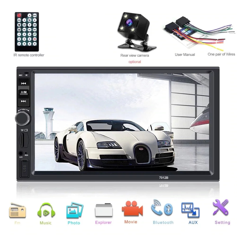 Touch Car Stereo Audio mirror Bluetooth camera radio FM link Player Din USB function with HD 4LED Car Car with backup AUX 7-inch SD Screen MP5/4/3 Multimedia Double Polarlander