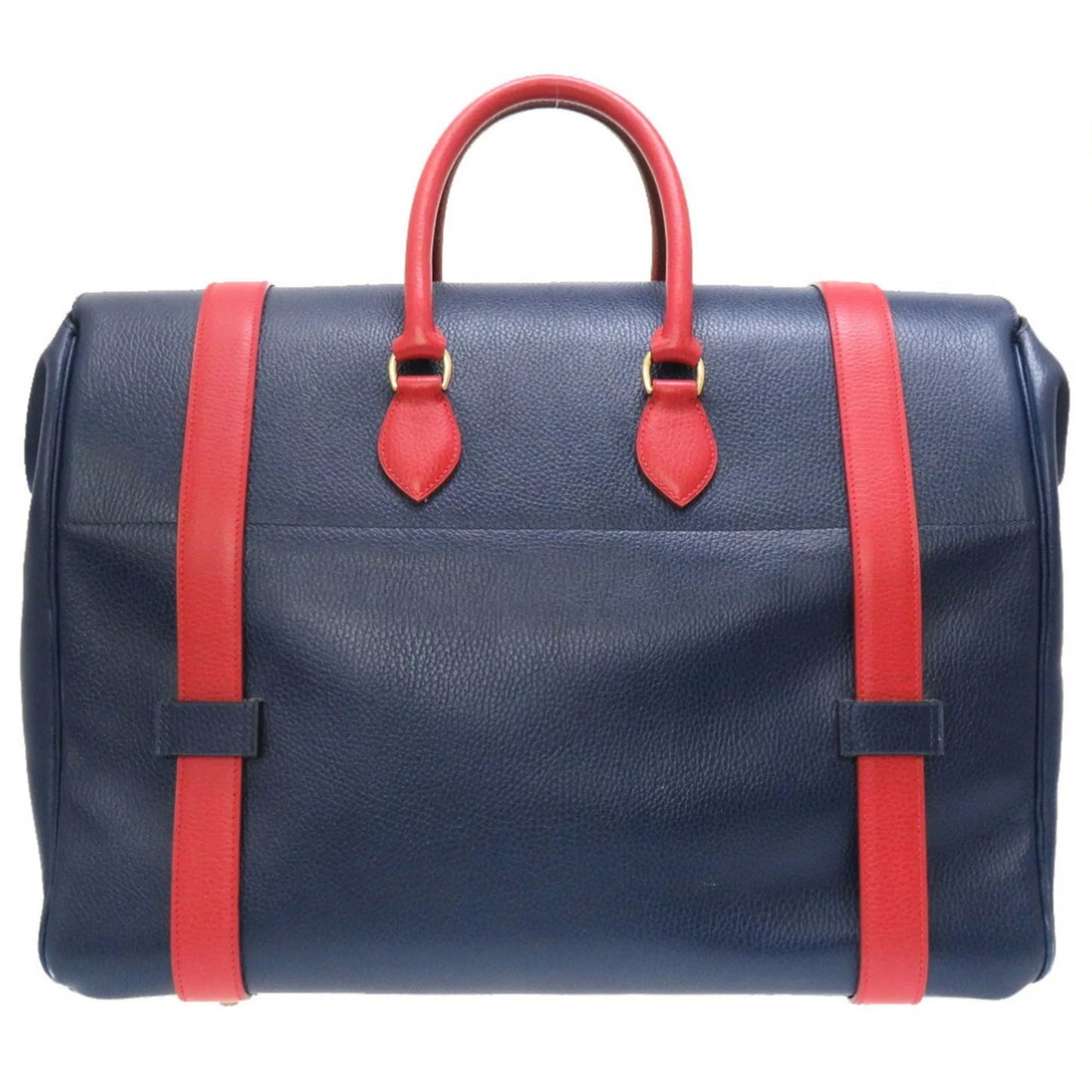 Voyage Roy 〇Z Pre-Owned Rouge Vif Blue Engraved Boston Drag (Fair) Ardennes Red Bag 48 Hermes Bicolor