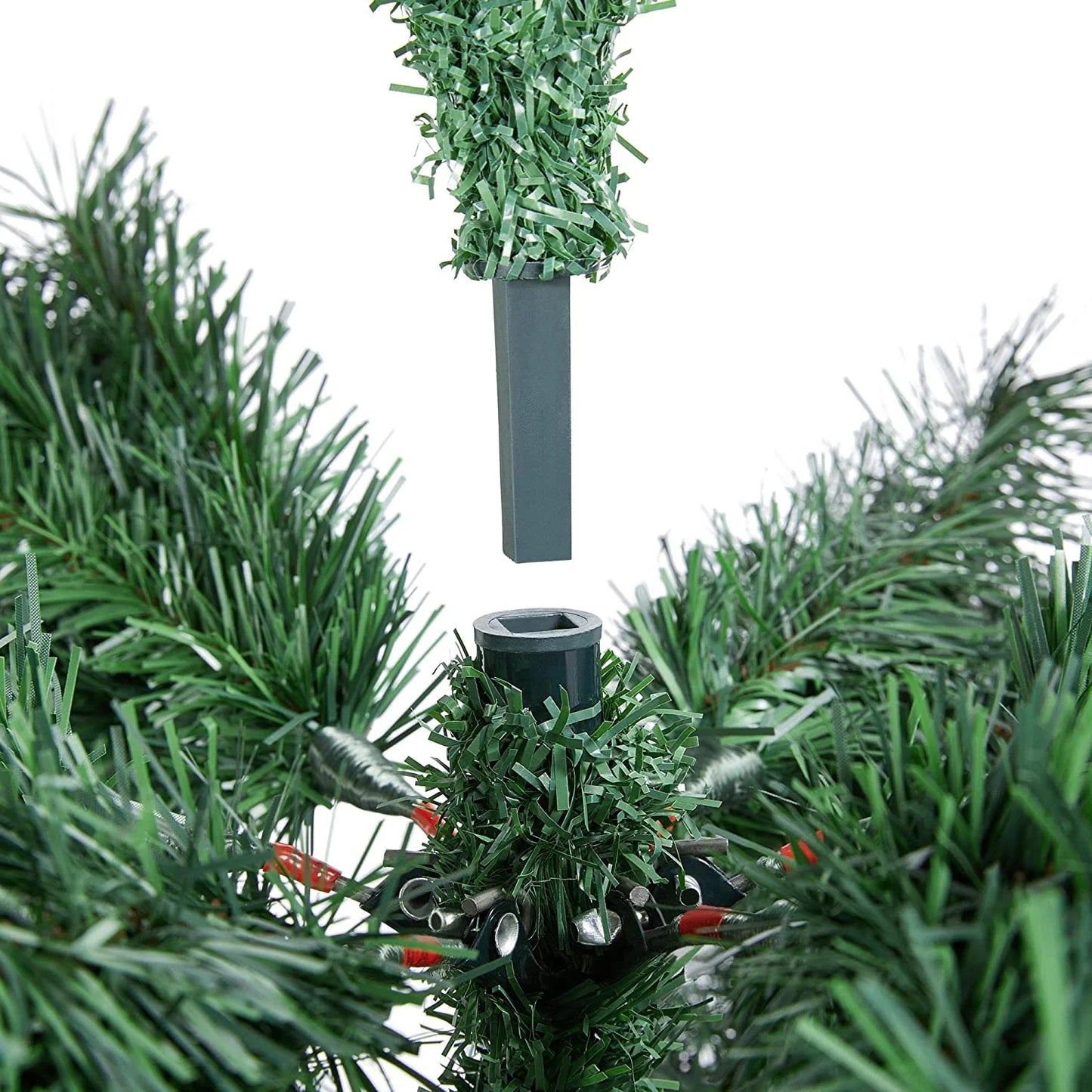 7.5Ft Pencil Green Includes Fir Artificial Foldable Kingswood Tree, Tree Decoration Christmas Holiday Tree Slim Stand