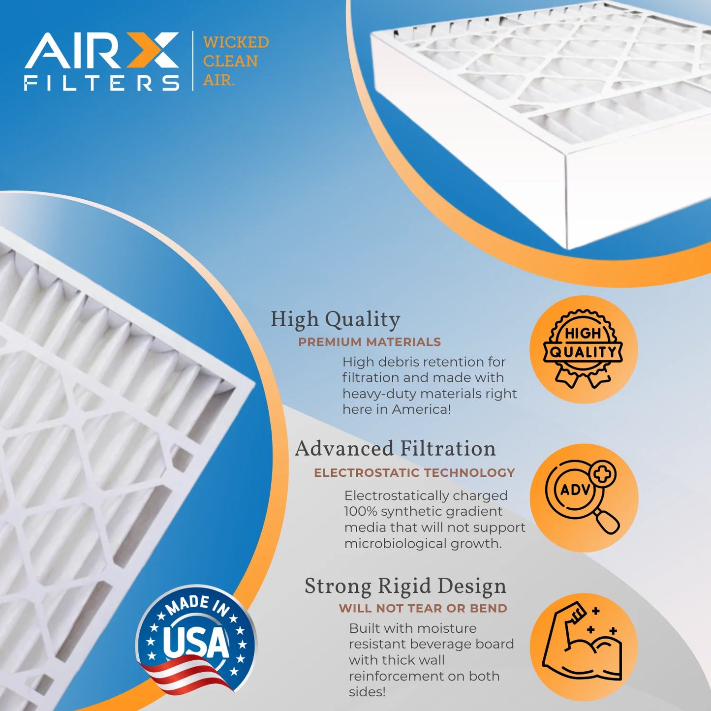 USA FPR AIR. AIRX MPR CLEAN 700 Pack by Filter 20x25x5 Bear 2 with 8 Made & WICKED Air Air Furnace Comparable FILTERS Filter MERV Compatible 5 to 255649-102 20x25x5 Premium