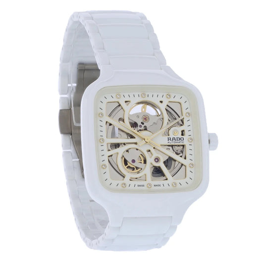 Watch Ceramic Unisex Automatic R27073702 Pre-Owned Square True White Rado Swiss