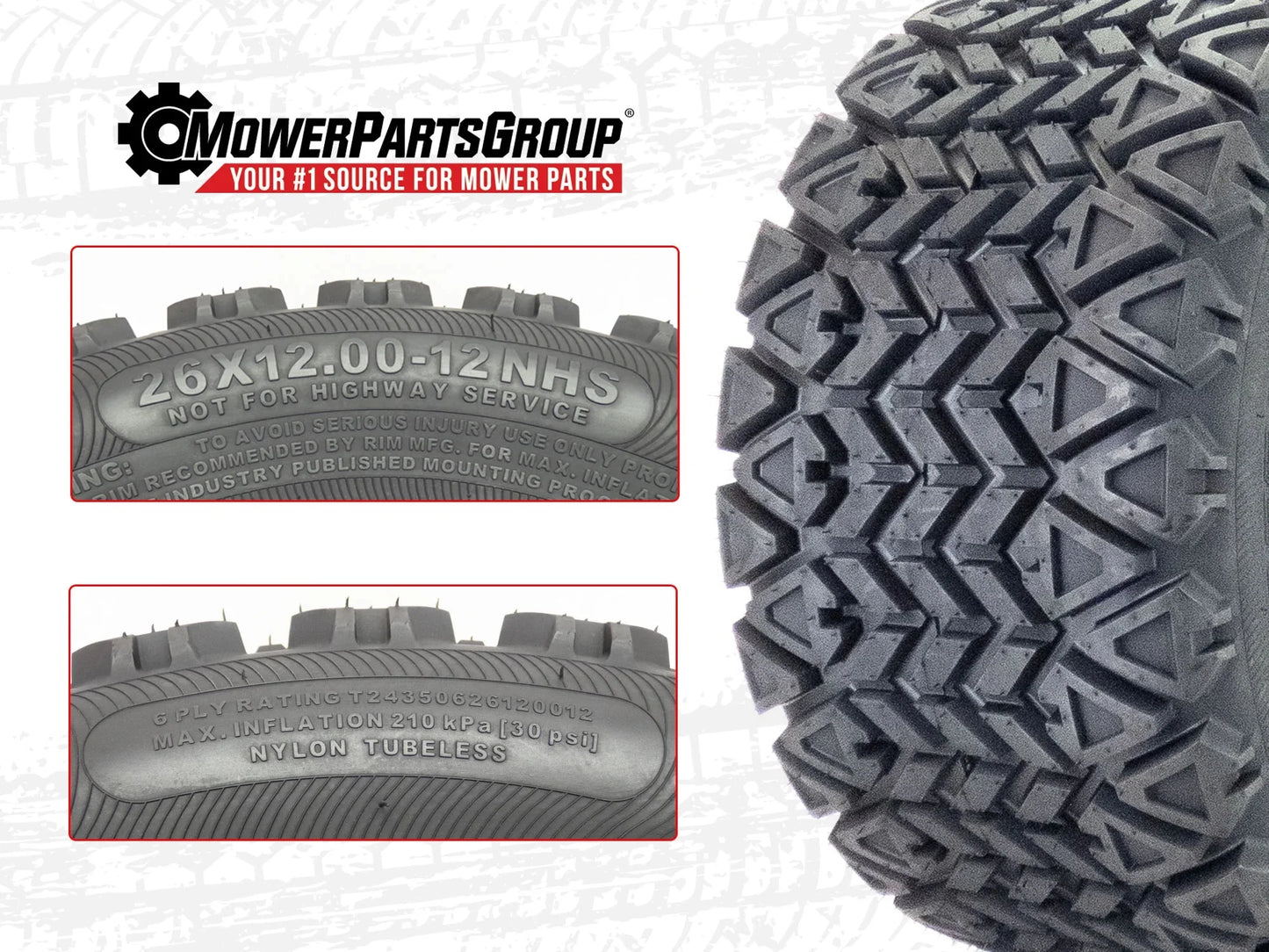 Terrain 26x12.00-12 All Ply (2) 350 6 Mag Tires