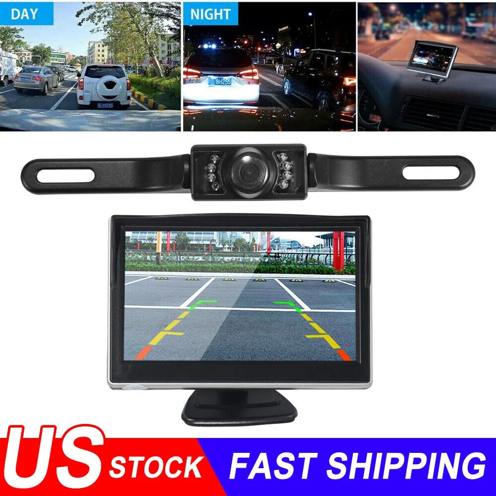 5" Car Backup Monitor Vision Waterproof View Rear Camera HD Night Paddsun Kit Wireless