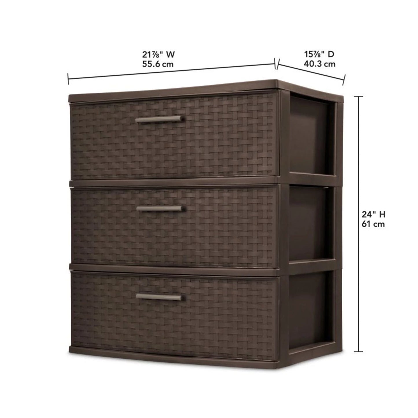 1 3-Drawer Tower, Sterilite Wide Brown, Weave Storage Case Design of