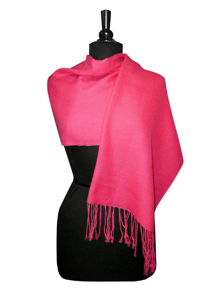 Wool Wrap Womens Pink Pashmina Biagio Solid Hot Color Shawl 100% Scarf Fuchsia