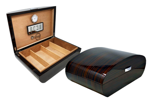 - Finish Humidor - Capacity: Ebony Lacquer 150 Shaped Cigar Arc Waldorf