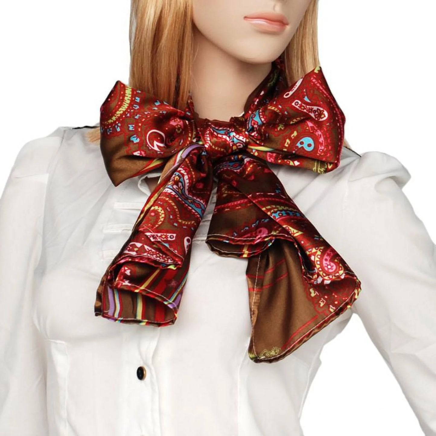 Stripes Soft Design Silk & Fashion Paisley Blancho Chic Brown Scarf/Wrap/Shawl(Large)