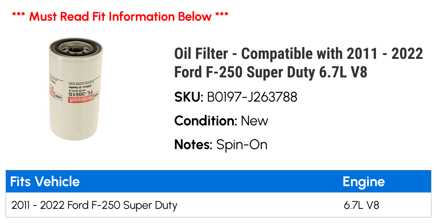 2019 6.7L 2011 Ford Filter - Super 2016 Compatible F-250 with 2018 - 2022 2020 2015 2017 Duty 2014 2013 V8 2021 2012