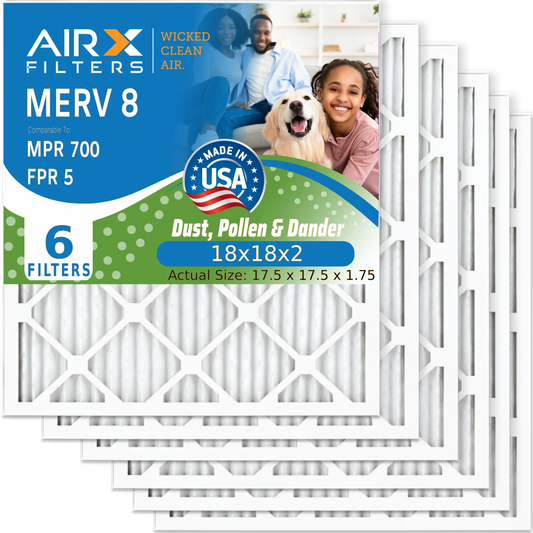 18x18x2 Filter by 18x18x2 Pack Premium to HVAC Electrostatic 8 CLEAN 6 Air MPR AIRX WICKED FILTERS Made Conditioner Filter Filters 700 Air 5 AIR. Comparable & MERV USA Furnace AC Pleated FPR