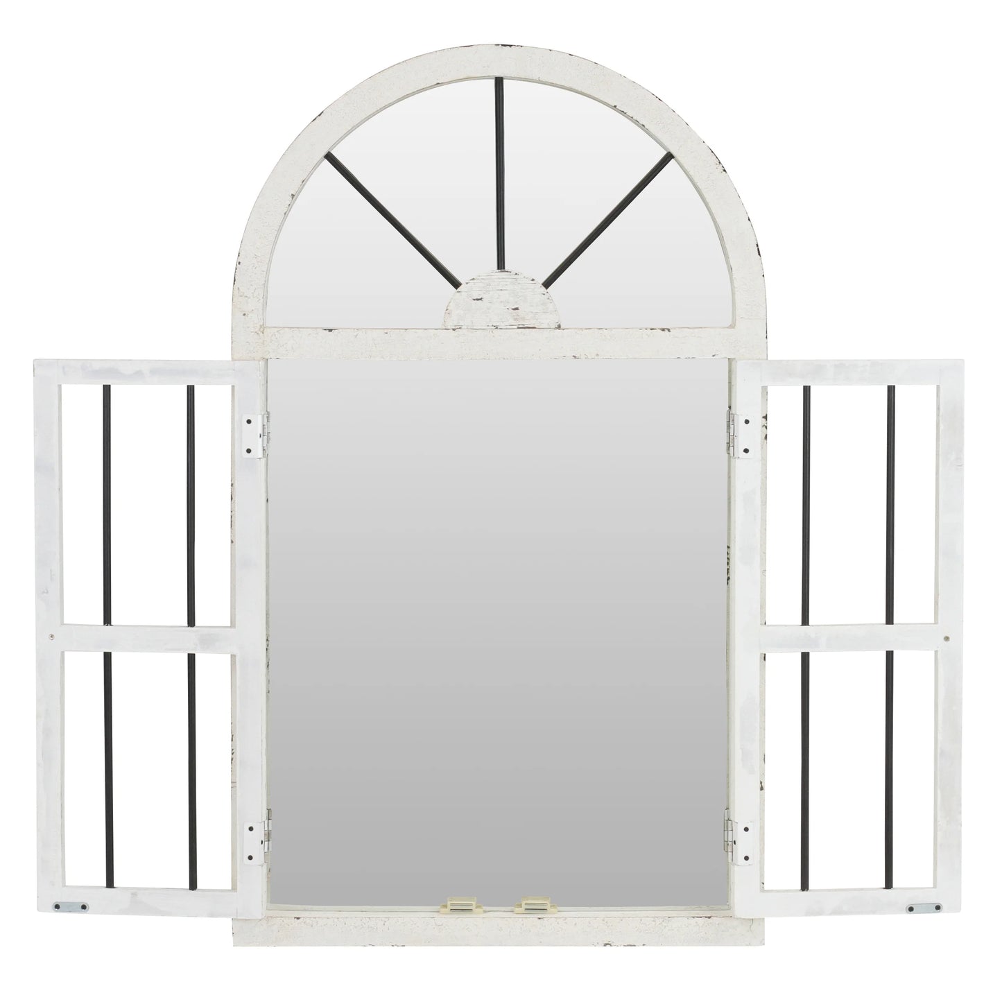 Wall Aspire x by White 42" Arched Chic Mirror Window 25" Cottage