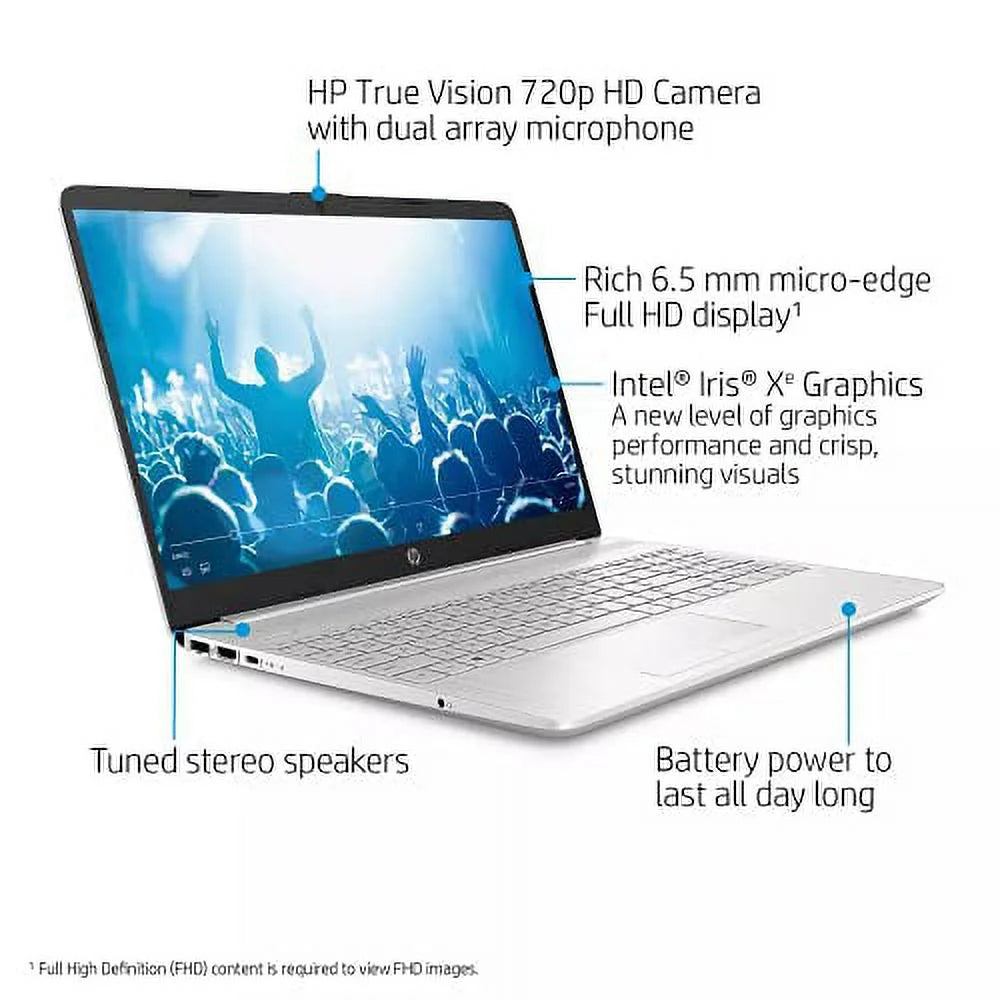 Windows HD Graphics BT Laptop Silver 10 HP AC Xe 15.6" WiFi DDR4 NVMe Accessories HDMI USB-C 256GB 16GB 4-Core SSD RJ45 Intel Keyboard Touchscreen Iris i5-1135G7 PC w/RE 2022 Backlit Webcam