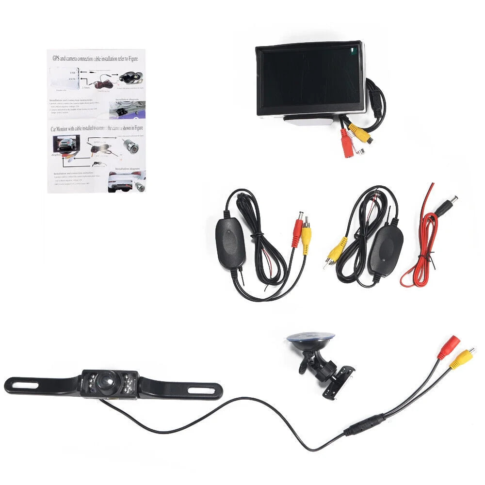 5" Car Backup Monitor Vision Waterproof View Rear Camera HD Night Paddsun Kit Wireless