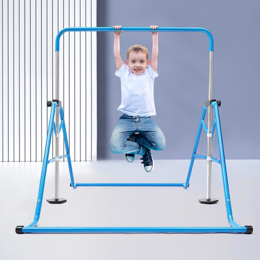 Adjustable Bar ZhdnBhnos Kids Junior Training Max Load Gymnastics Bar Gym For 100kg/220.5lbs Folding Blue Home Horizontal